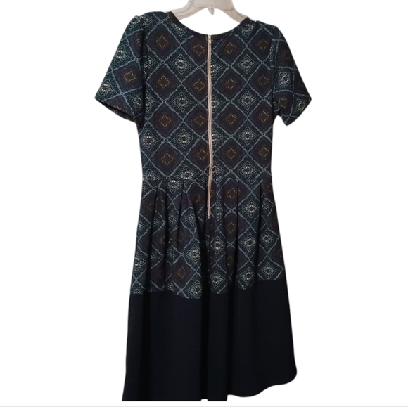 NWT LuLaRoe Amelia A-line Blue Midi Dress Size Large - Picture 2 of 5